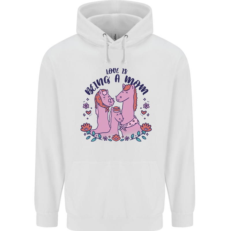 Love is Being a Mom Funny Horse Childrens Kids Hoodie White