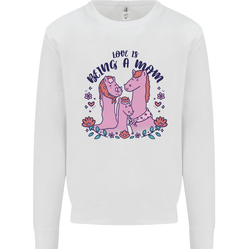 Love is Being a Mom Funny Horse Kids Sweatshirt Jumper White