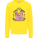 Love is Being a Mom Funny Horse Kids Sweatshirt Jumper Yellow