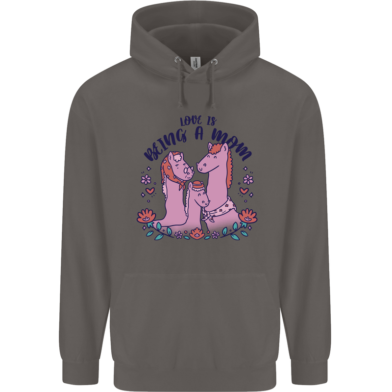 Love is Being a Mom Funny Horse Mens 80% Cotton Hoodie Charcoal
