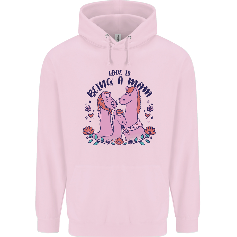 Love is Being a Mom Funny Horse Mens 80% Cotton Hoodie Light Pink