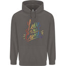 Love is Not a Crime LGBT Gay Awareness Mens 80% Cotton Hoodie Charcoal