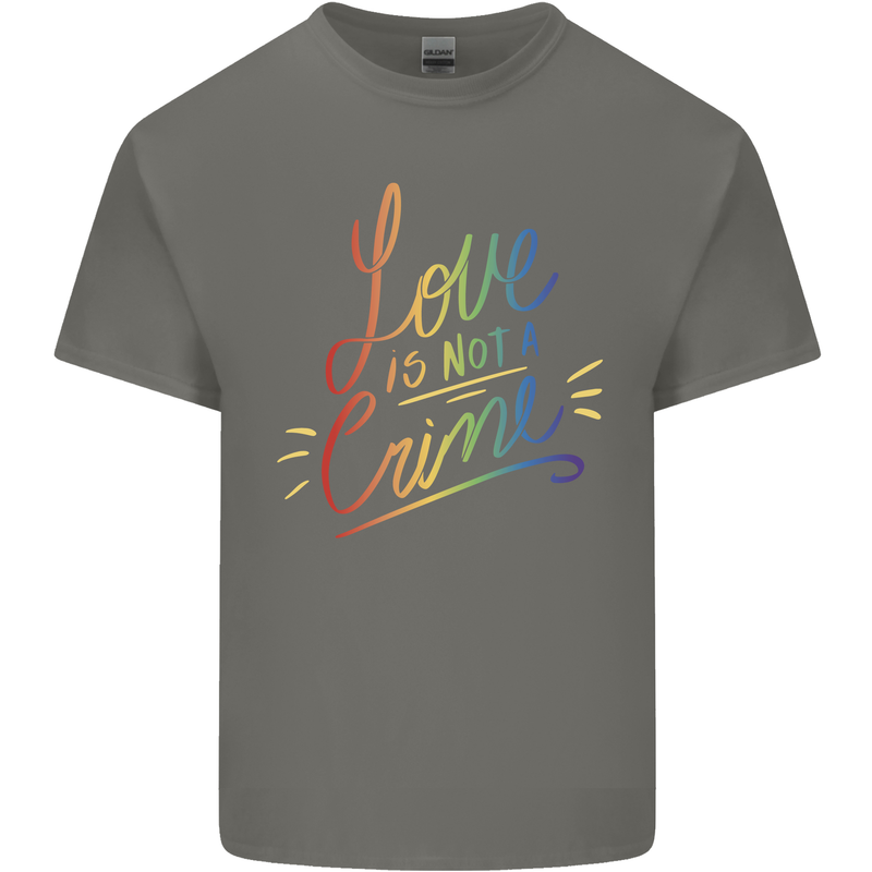 Love is Not a Crime LGBT Gay Awareness Mens Cotton T-Shirt Tee Top Charcoal