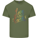 Love is Not a Crime LGBT Gay Awareness Mens Cotton T-Shirt Tee Top Military Green