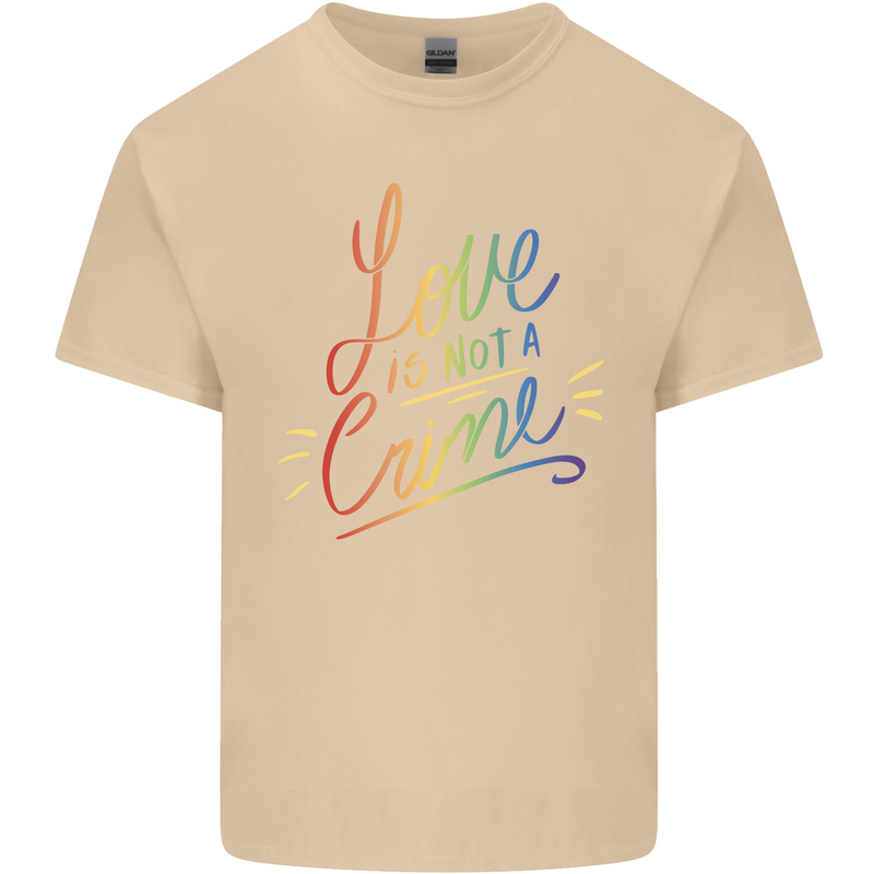 Love is Not a Crime LGBT Gay Awareness Mens Cotton T-Shirt Tee Top Sand