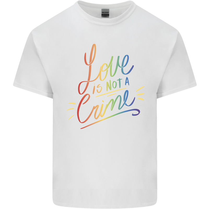 Love is Not a Crime LGBT Gay Awareness Mens Cotton T-Shirt Tee Top White