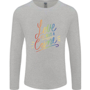 Love is Not a Crime LGBT Gay Awareness Mens Long Sleeve T-Shirt Sports Grey