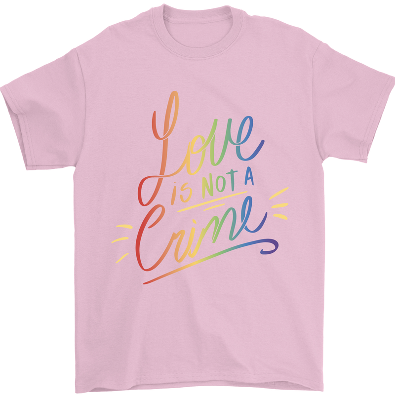 Love is Not a Crime LGBT Gay Awareness Mens T-Shirt Cotton Gildan Light Pink