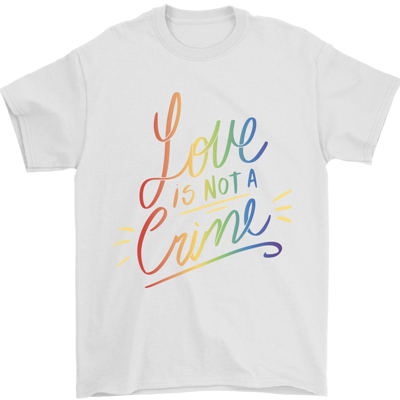 Love is Not a Crime LGBT Gay Awareness Mens T-Shirt Cotton Gildan White