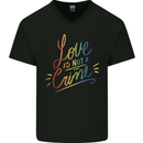 Love is Not a Crime LGBT Gay Awareness Mens V-Neck Cotton T-Shirt Black