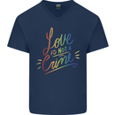 Love is Not a Crime LGBT Gay Awareness Mens V-Neck Cotton T-Shirt Navy Blue