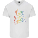 Love is Not a Crime LGBT Gay Awareness Mens V-Neck Cotton T-Shirt White