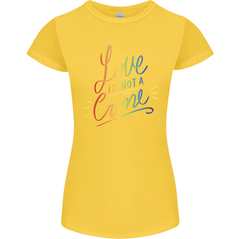 Love is Not a Crime LGBT Gay Awareness Womens Petite Cut T-Shirt Yellow