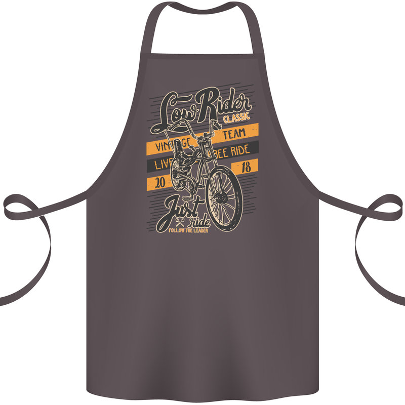 Low Rider Classic Chopper Biker Motorcycle Cotton Apron 100% Organic Dark Grey