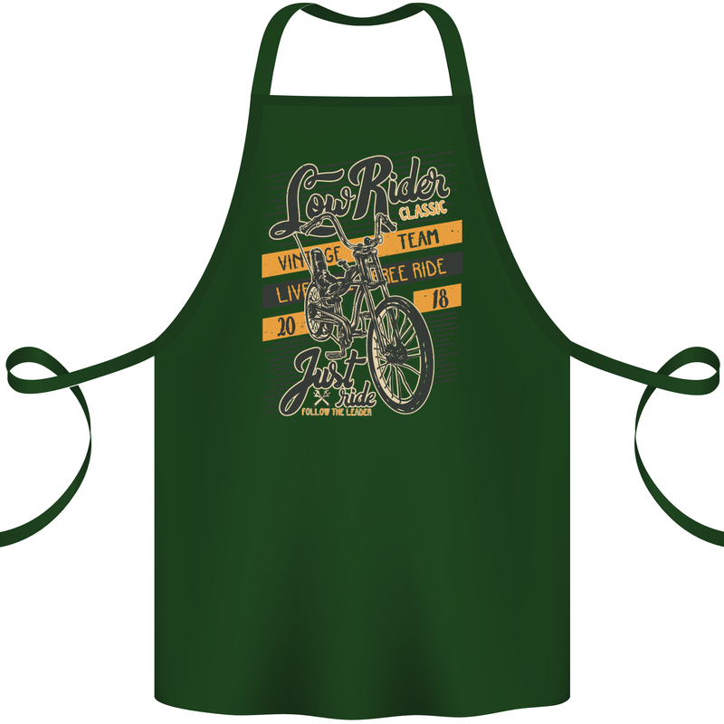 Low Rider Classic Chopper Biker Motorcycle Cotton Apron 100% Organic Forest Green