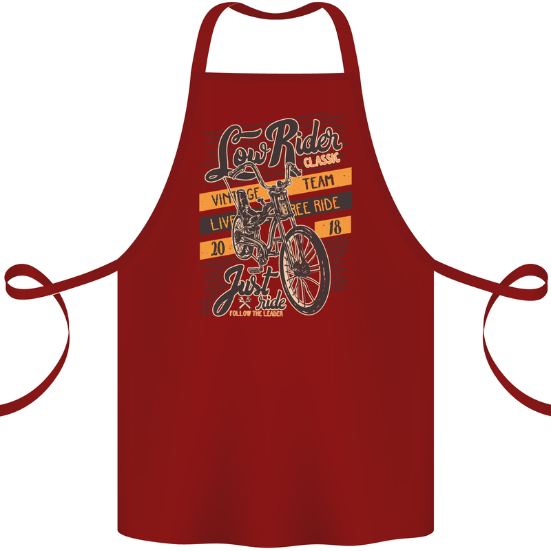 Low Rider Classic Chopper Biker Motorcycle Cotton Apron 100% Organic Maroon