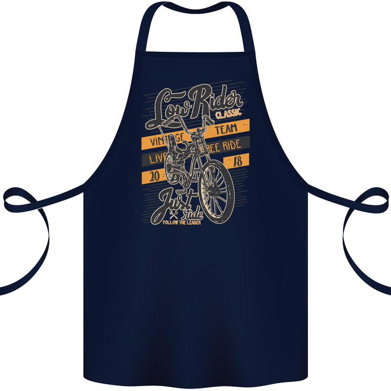 Low Rider Classic Chopper Biker Motorcycle Cotton Apron 100% Organic Navy Blue