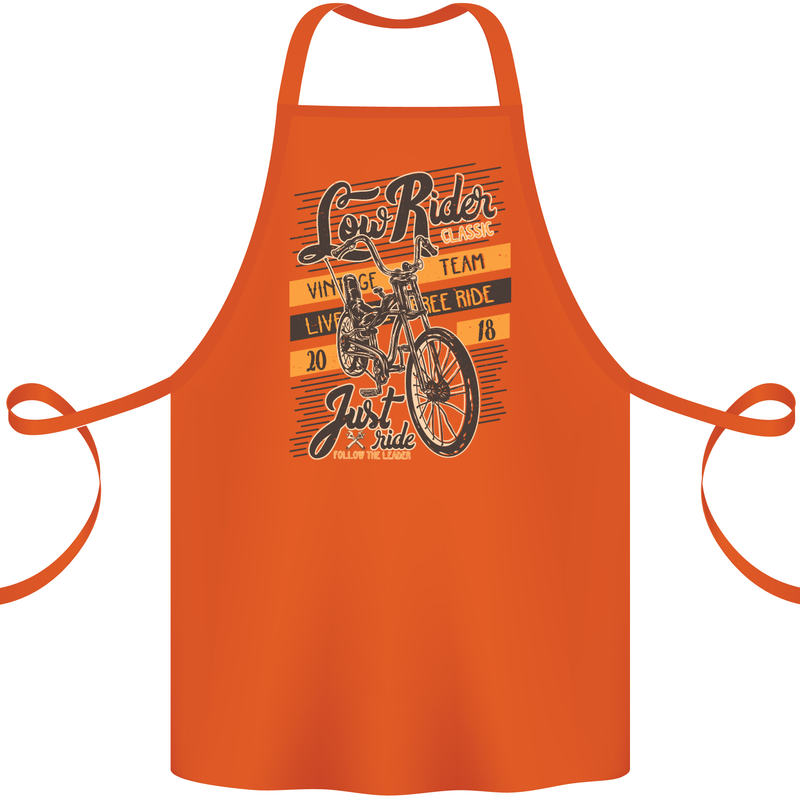 Low Rider Classic Chopper Biker Motorcycle Cotton Apron 100% Organic Orange