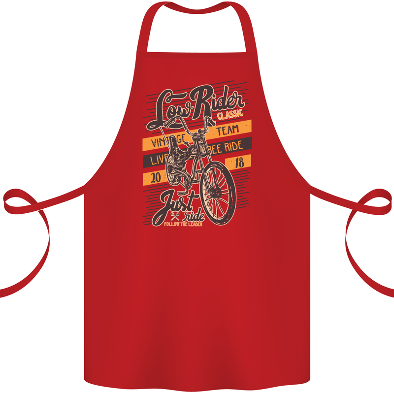 Low Rider Classic Chopper Biker Motorcycle Cotton Apron 100% Organic Red