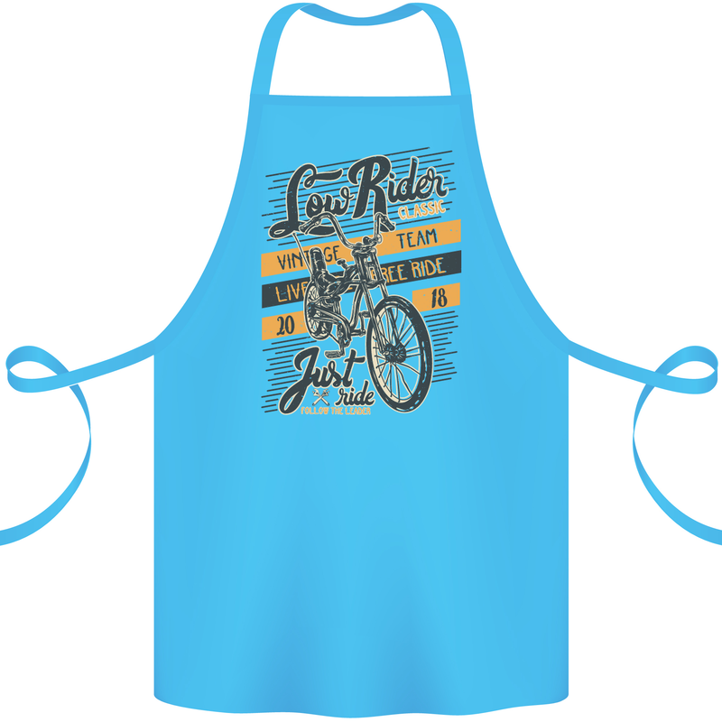 Low Rider Classic Chopper Biker Motorcycle Cotton Apron 100% Organic Turquoise