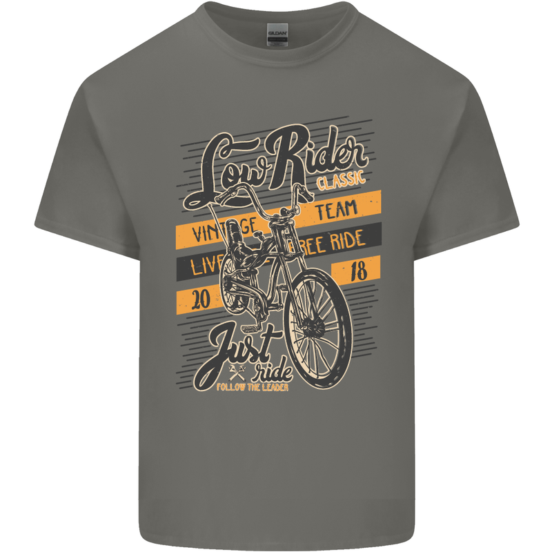 Low Rider Classic Chopper Biker Motorcycle Kids T-Shirt Childrens Charcoal