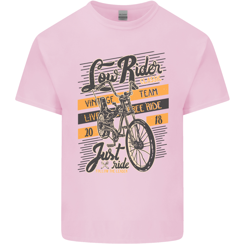 Low Rider Classic Chopper Biker Motorcycle Kids T-Shirt Childrens Light Pink