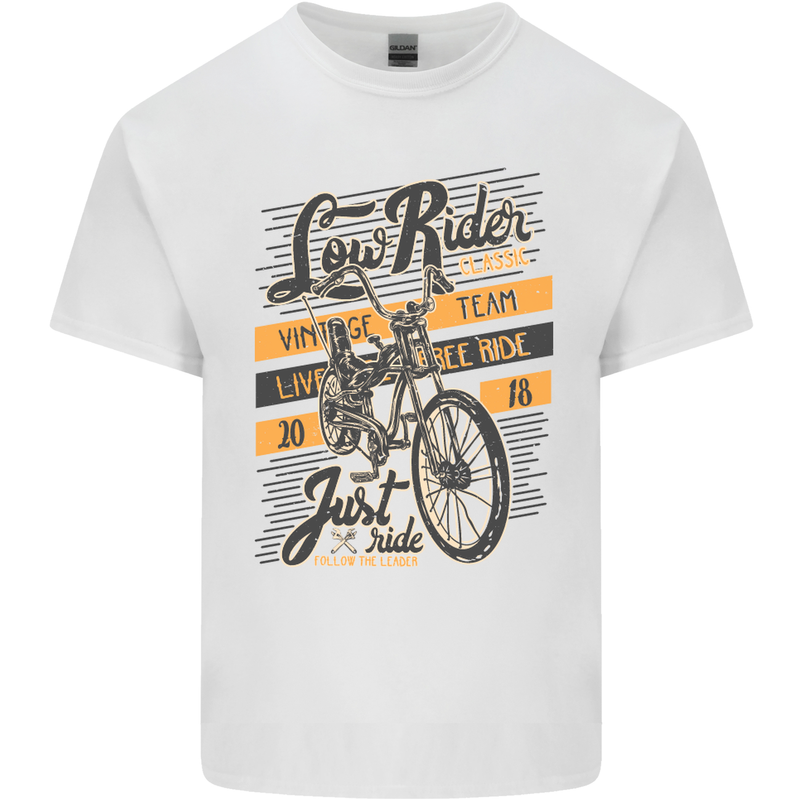 Low Rider Classic Chopper Biker Motorcycle Kids T-Shirt Childrens White