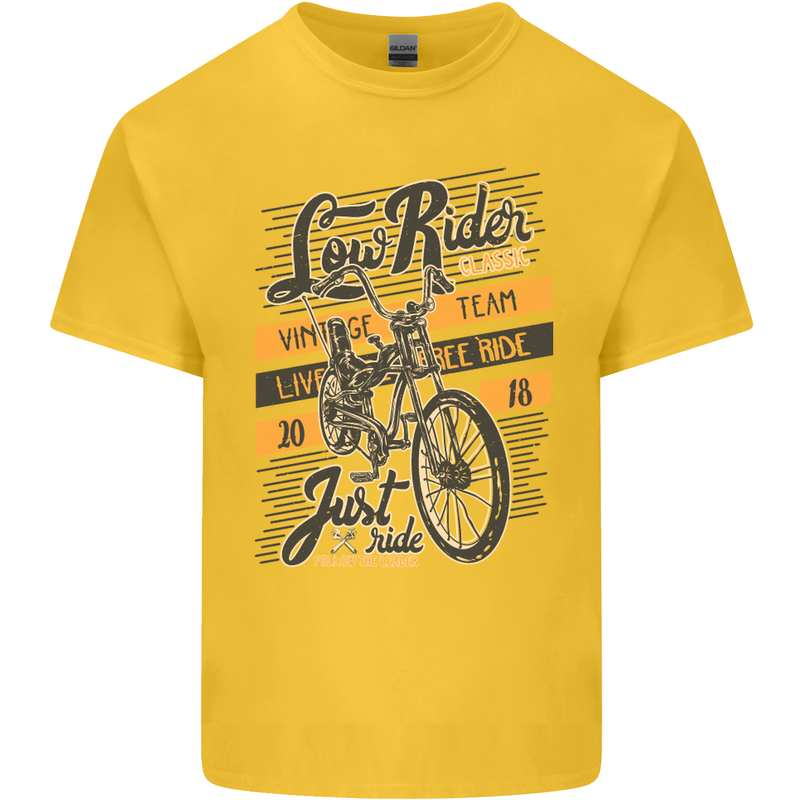 Low Rider Classic Chopper Biker Motorcycle Kids T-Shirt Childrens Yellow