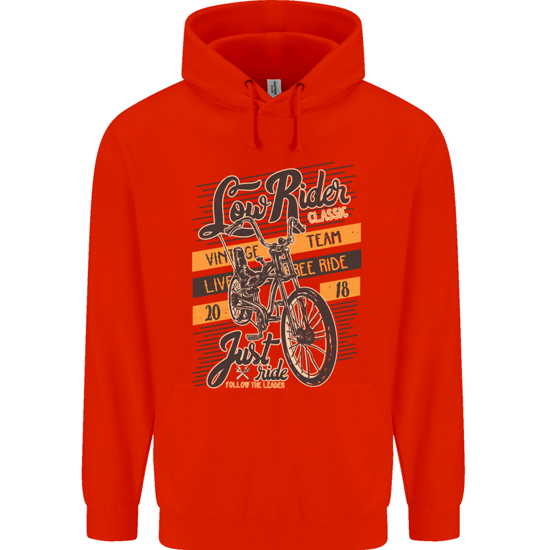 Low Rider Classic Chopper Biker Motorcycle Mens 80% Cotton Hoodie Bright Red