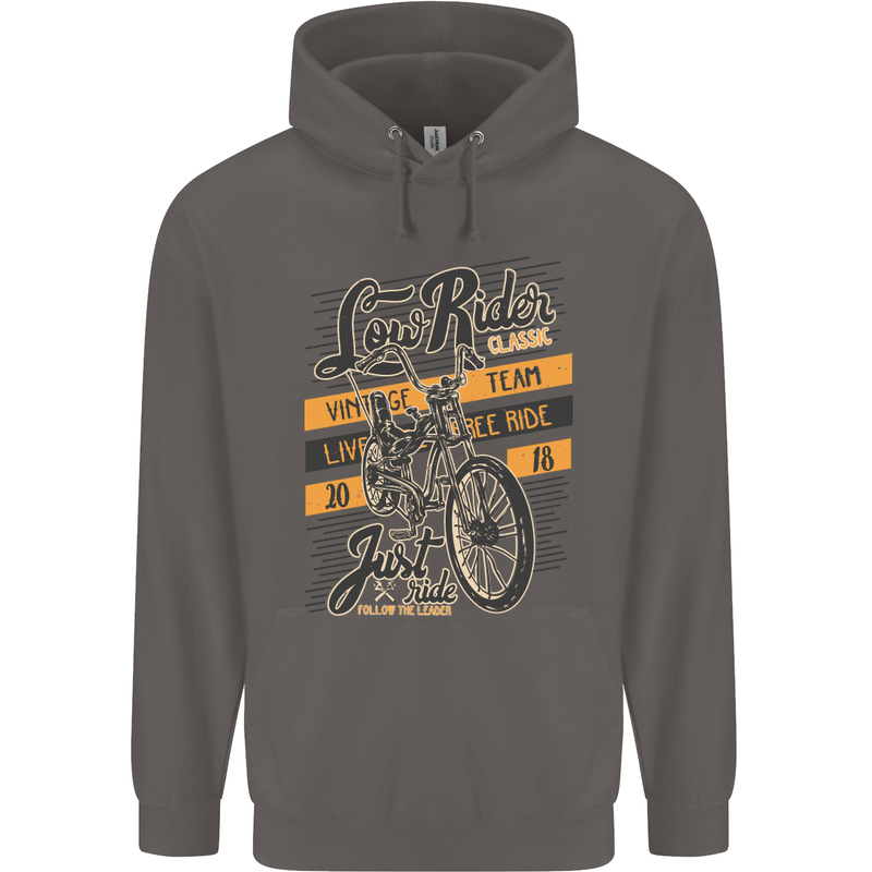 Low Rider Classic Chopper Biker Motorcycle Mens 80% Cotton Hoodie Charcoal