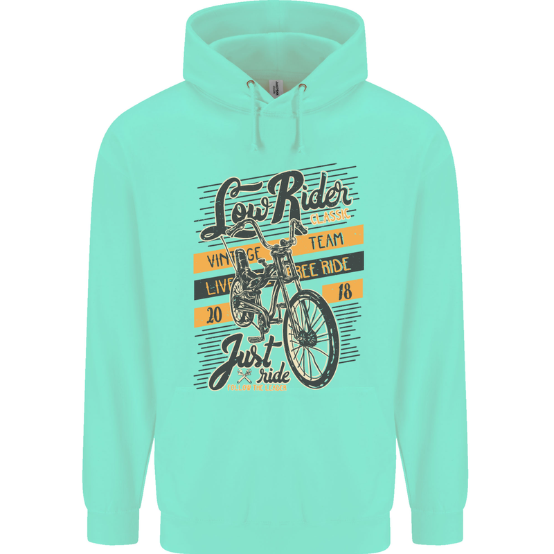 Low Rider Classic Chopper Biker Motorcycle Mens 80% Cotton Hoodie Peppermint