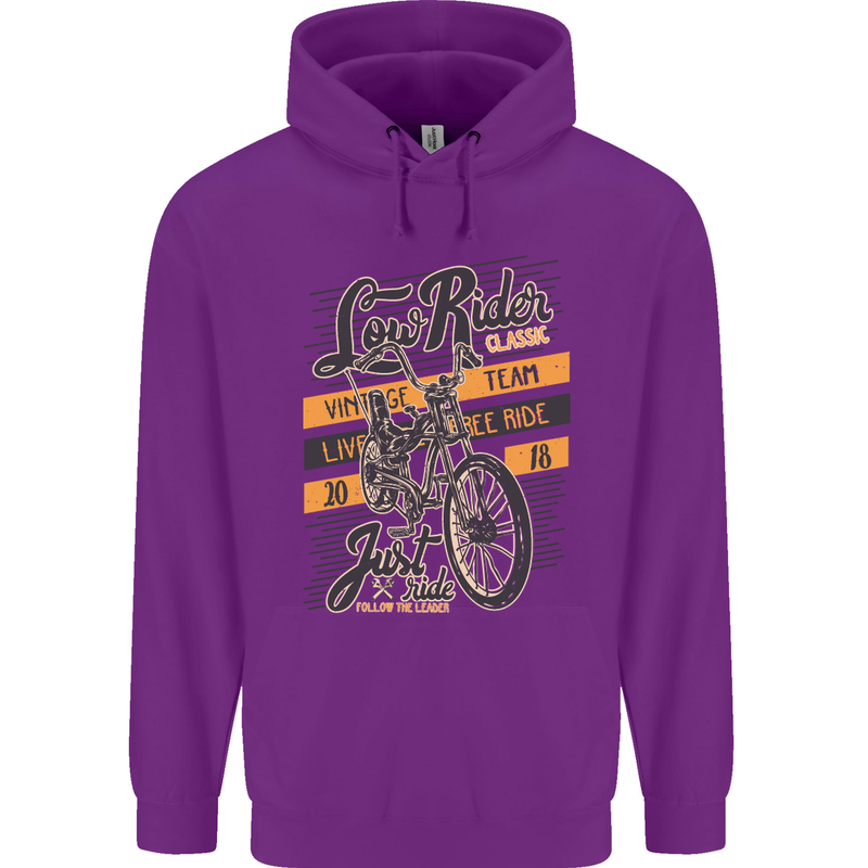 Low Rider Classic Chopper Biker Motorcycle Mens 80% Cotton Hoodie Purple
