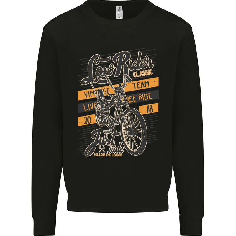 Low Rider Classic Chopper Biker Motorcycle Mens Sweatshirt Jumper Black