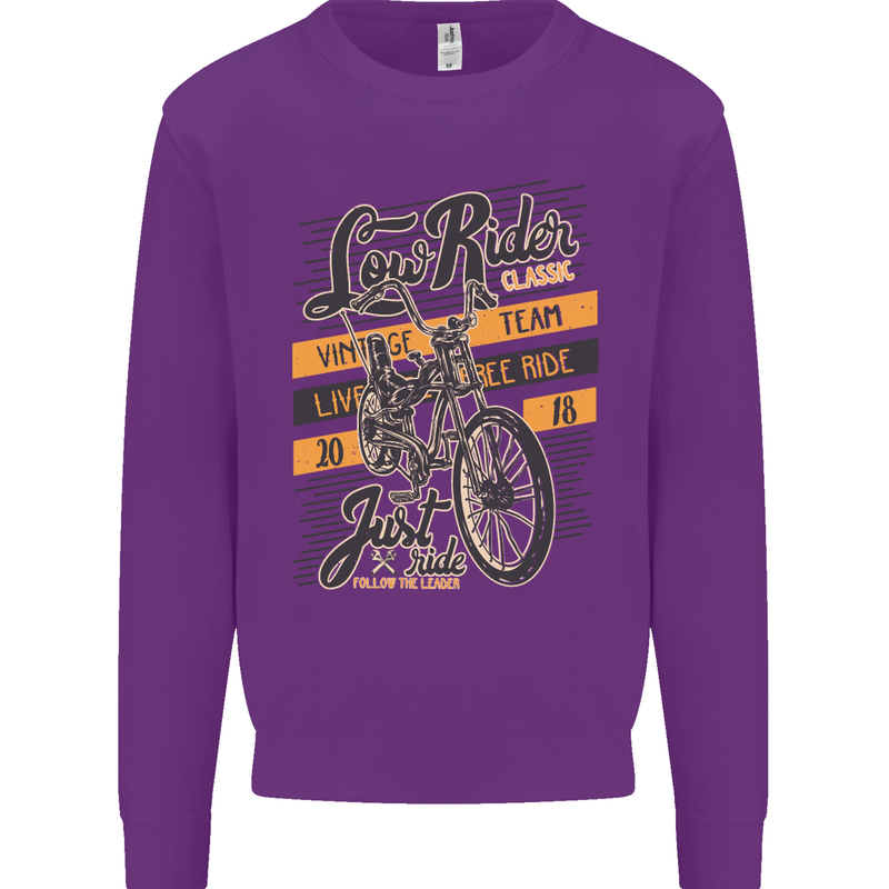 Low Rider Classic Chopper Biker Motorcycle Mens Sweatshirt Jumper Purple