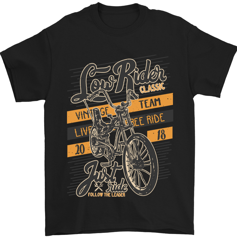 Low Rider Classic Chopper Biker Motorcycle Mens T-Shirt Cotton Gildan Black