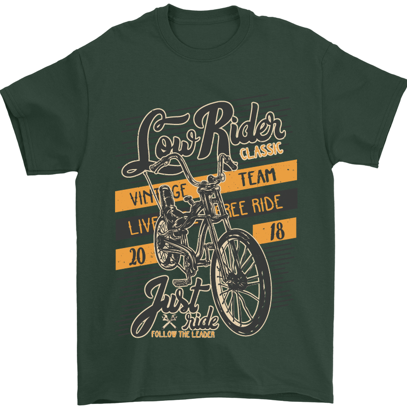 Low Rider Classic Chopper Biker Motorcycle Mens T-Shirt Cotton Gildan Forest Green