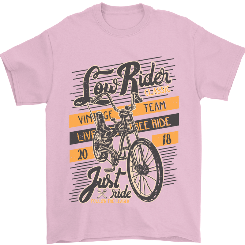 Low Rider Classic Chopper Biker Motorcycle Mens T-Shirt Cotton Gildan Light Pink