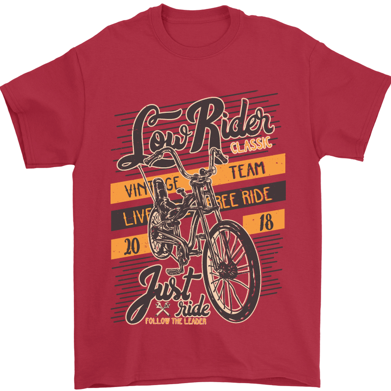 Low Rider Classic Chopper Biker Motorcycle Mens T-Shirt Cotton Gildan Red