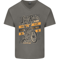 Low Rider Classic Chopper Biker Motorcycle Mens V-Neck Cotton T-Shirt Charcoal