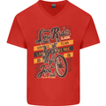 Low Rider Classic Chopper Biker Motorcycle Mens V-Neck Cotton T-Shirt Red