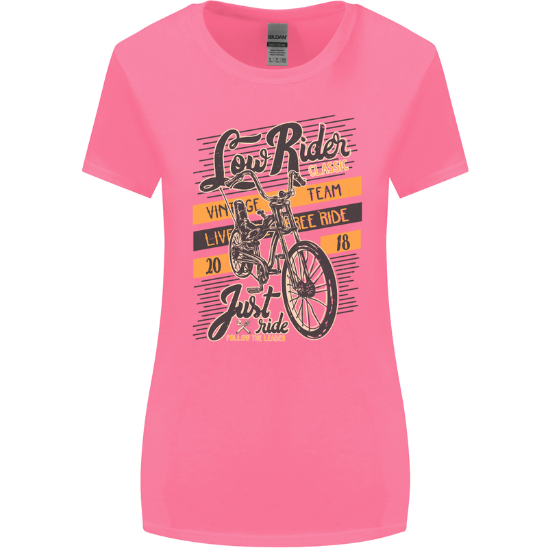 Low Rider Classic Chopper Biker Motorcycle Womens Wider Cut T-Shirt Azalea