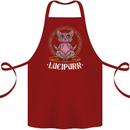 Lucipurr Demonic Hail Satan Cat Evil Cotton Apron 100% Organic Maroon