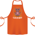 Lucipurr Demonic Hail Satan Cat Evil Cotton Apron 100% Organic Orange