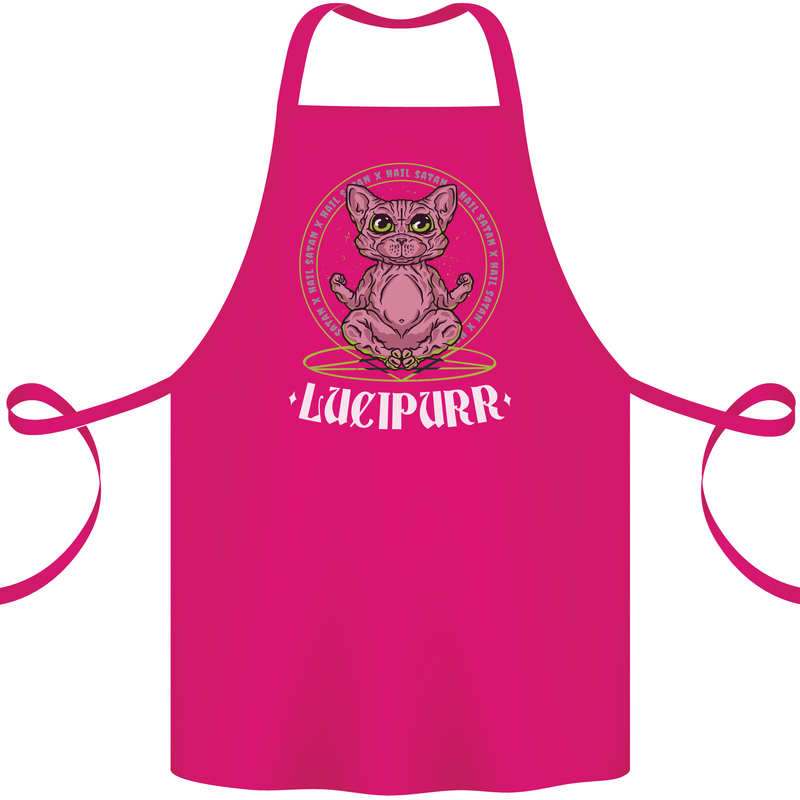 Lucipurr Demonic Hail Satan Cat Evil Cotton Apron 100% Organic Pink