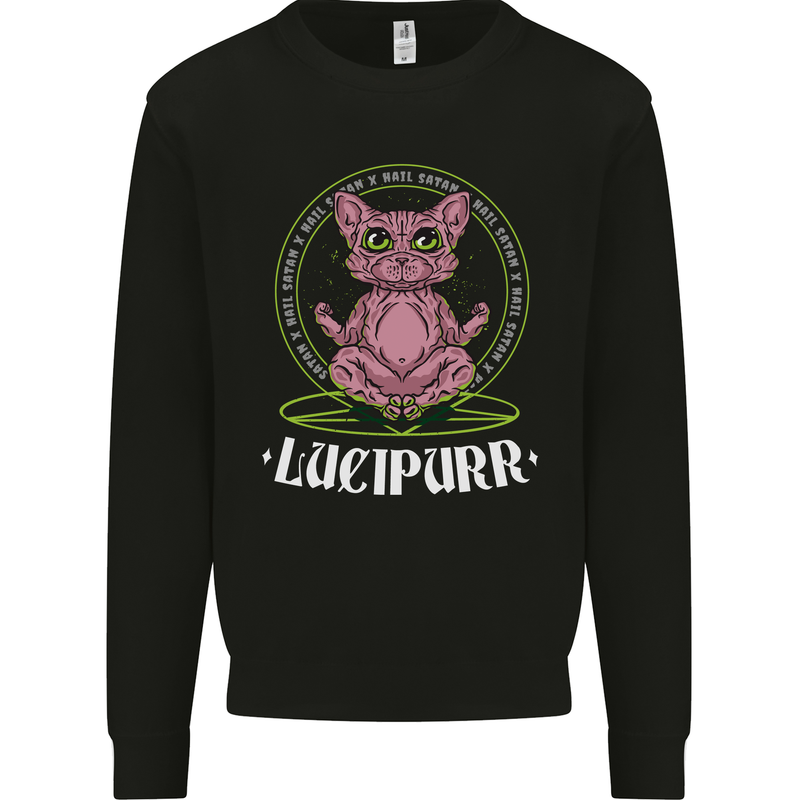 Lucipurr Demonic Hail Satan Cat Evil Kids Sweatshirt Jumper Black
