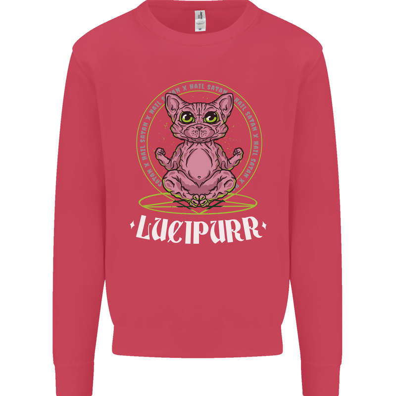Lucipurr Demonic Hail Satan Cat Evil Kids Sweatshirt Jumper Heliconia