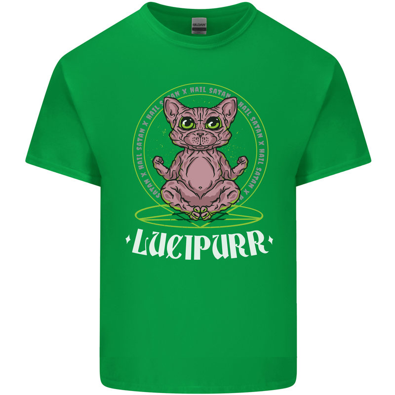 Lucipurr Demonic Hail Satan Cat Evil Kids T-Shirt Childrens Irish Green