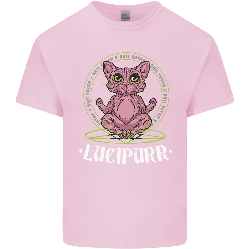 Lucipurr Demonic Hail Satan Cat Evil Kids T-Shirt Childrens Light Pink