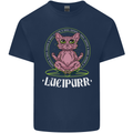 Lucipurr Demonic Hail Satan Cat Evil Kids T-Shirt Childrens Navy Blue