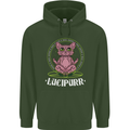 Lucipurr Demonic Hail Satan Cat Evil Mens 80% Cotton Hoodie Forest Green